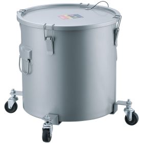 Fryer Grease Bucket, 10 Gal Oil Disposal Caddy with Caster Base, Carbon Steel Rust-Proof Coating, Oil Transport Container with Lid, Lock Clips
